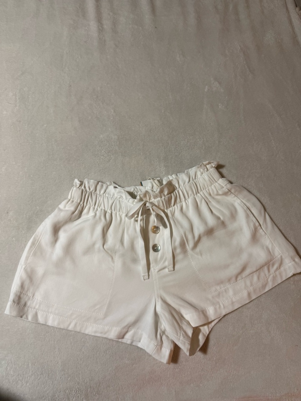 Girl’s Vintage Havana White Paperbag Waist Tie Shorts